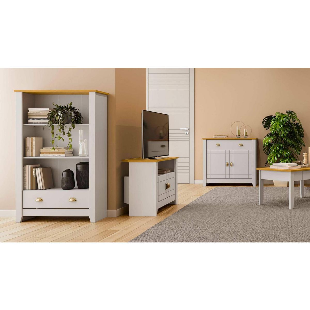 BE DESIGN - Estante Ludlow MDP 3 Nivel(es) 80x130x29.5 cm Blanco