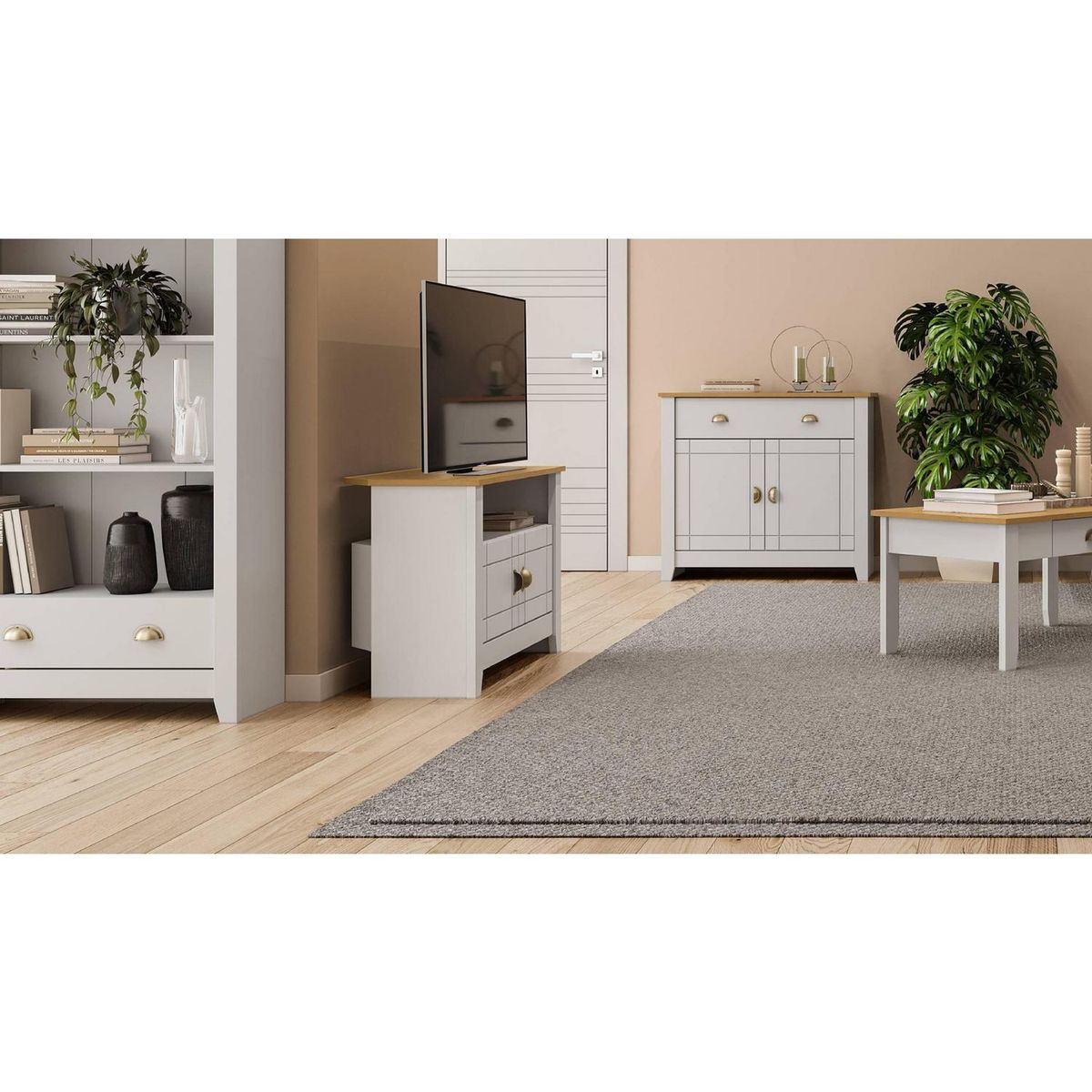 BE DESIGN - Rack de TV Ludlow blanco miel