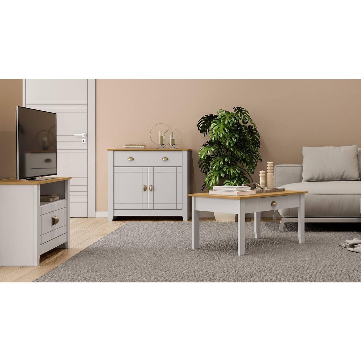 BE DESIGN - Mesa de centro Ludlow blanco miel