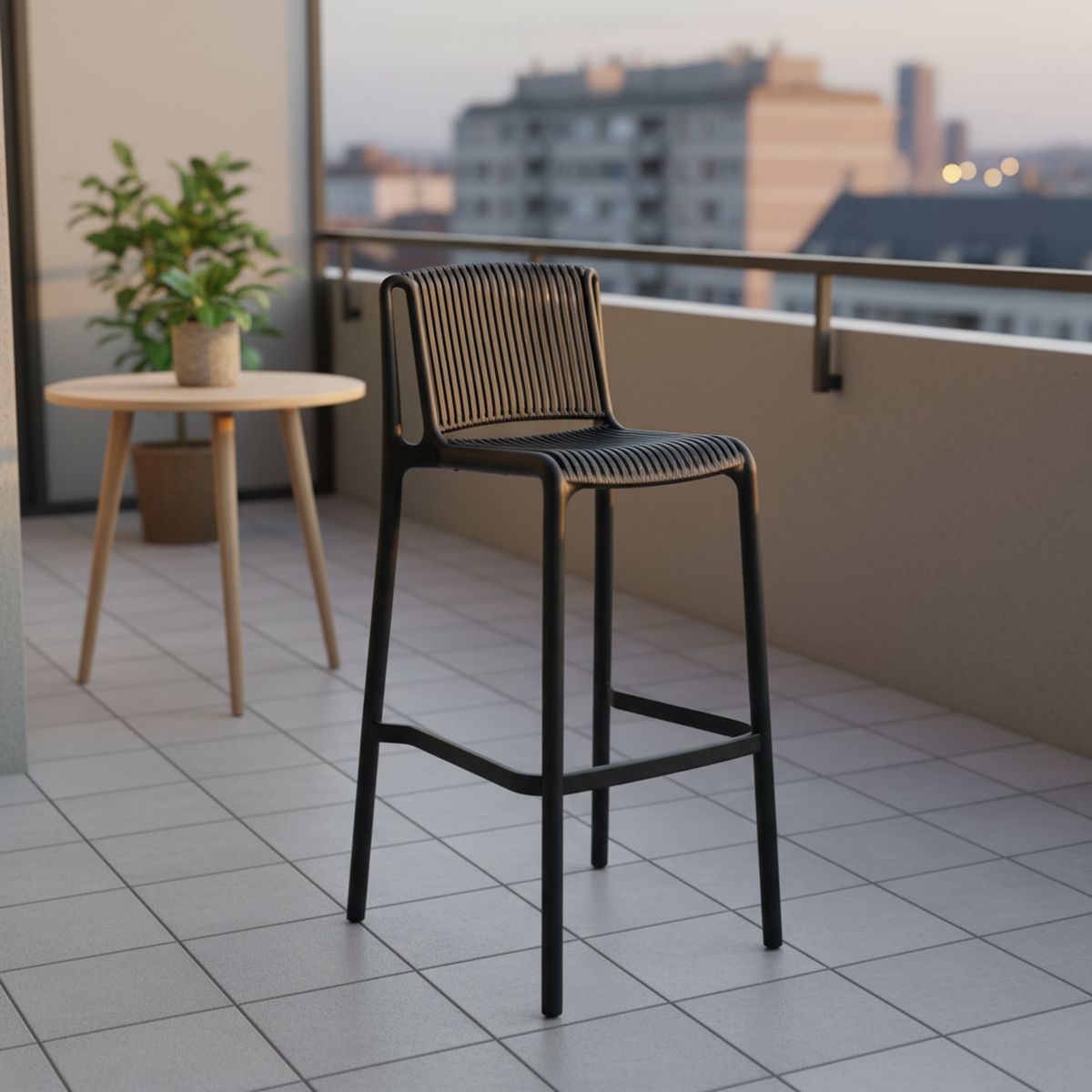 IDETEX - Silla Bar Verona Negro 100x51x47 cm
