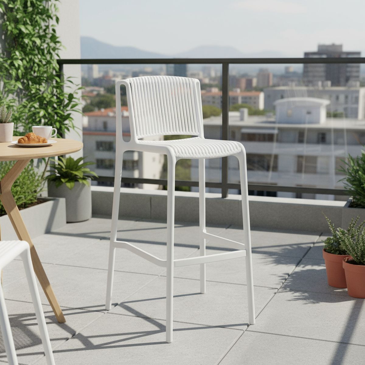 IDETEX - Silla Bar Verona Blanco 100x51x47 cm