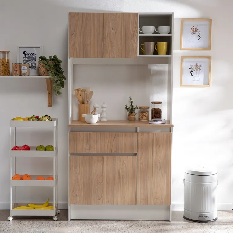 Mueble Cocina Modular 90X180X39 Cm Blanco Olmo Alpino Marsella