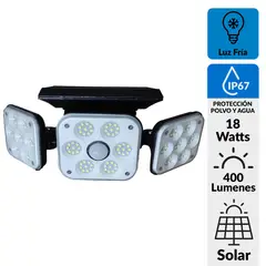 LEDZONE - Foco Solar Led Triple con Sensor 18 W IP67 400 lm Luz Fría