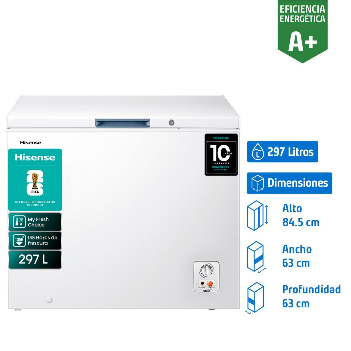 HISENSE - Freezer Horizontal 297 Litros Blanco FC-39DT