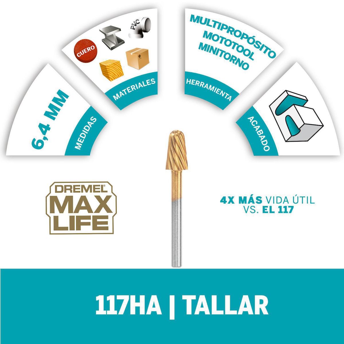 DREMEL - Fresa titanio punta redonda