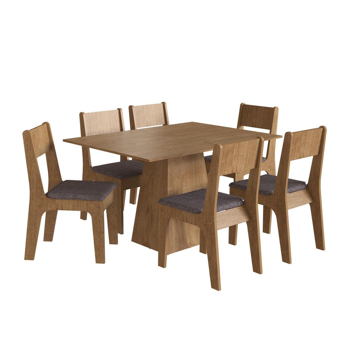 MOBILFRANK - Juego de Comedor MJ0106MM 6 Sillas Mesa Rectangular 90x78x120 cm Miel