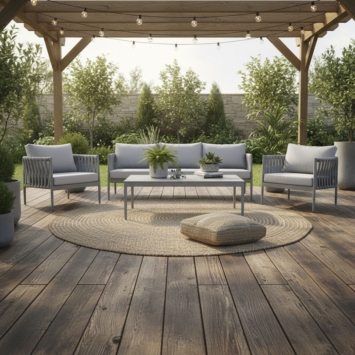 HOGA - Juego de Living de Terraza Santorini 5 Personas Gris Dark