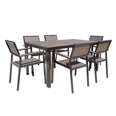 Juego de Comedor de Terraza Cannes 6 Personas Coffee