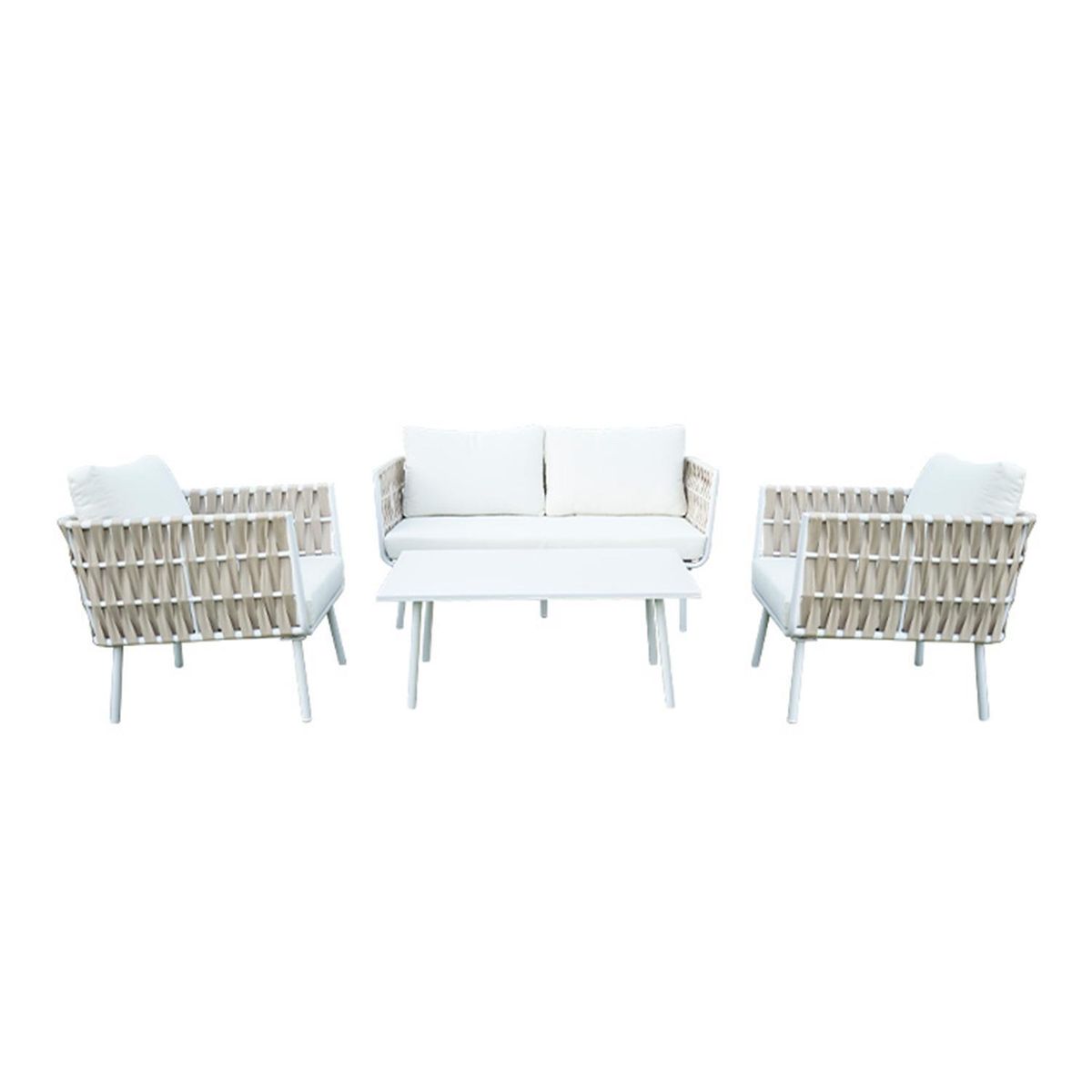 HOGA - Juego de Terraza Living Marbella 4 Personas Arena Light