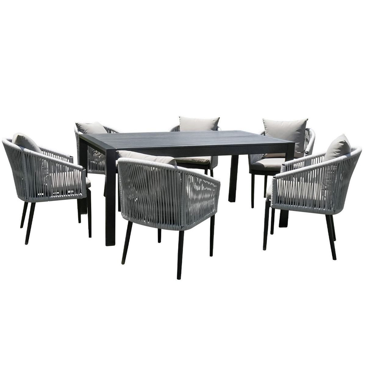 HOGA - Juego de Terraza Comedor Monterosso 6 Personas Gris Dark