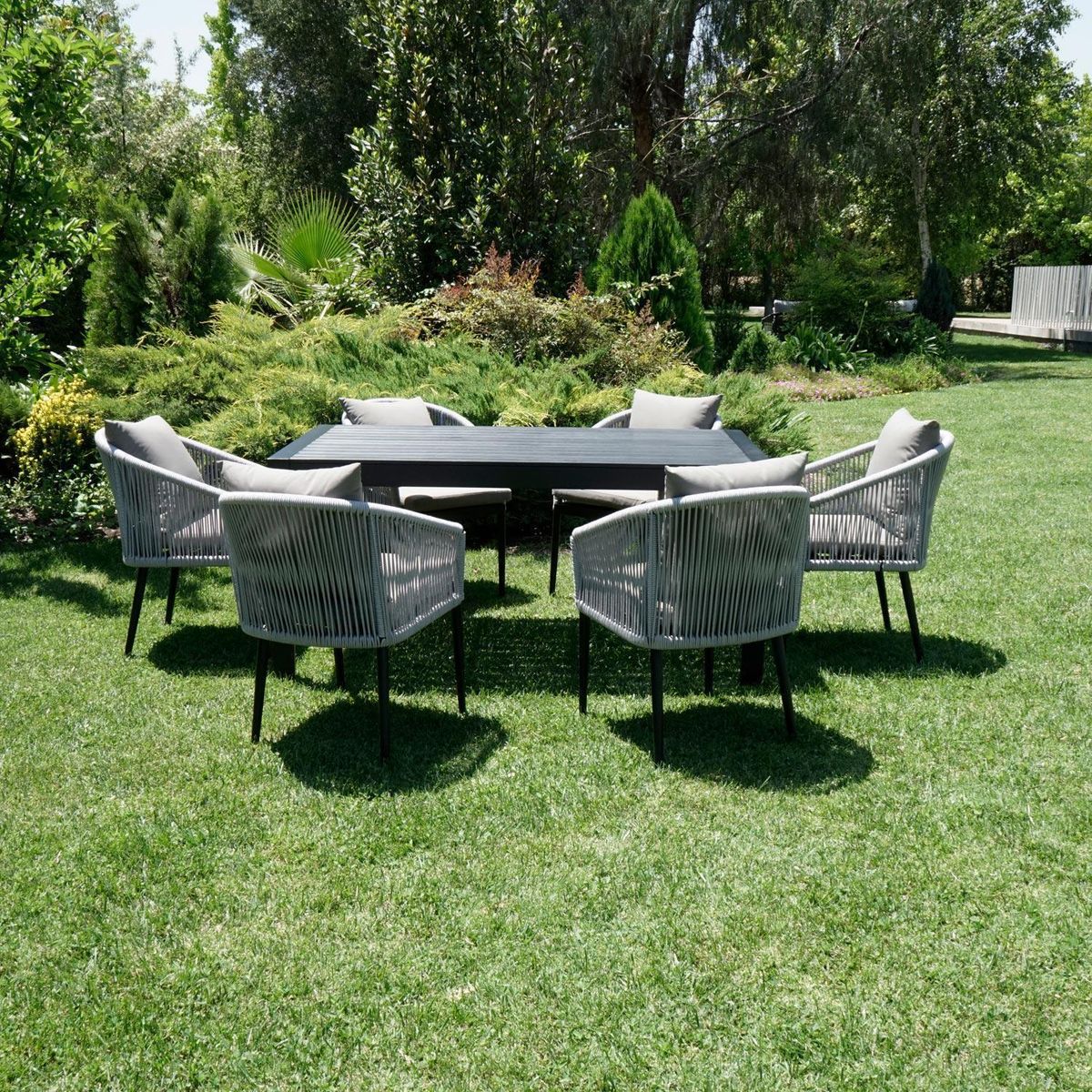 HOGA - Juego de Terraza Comedor Monterosso 6 Personas Gris Dark