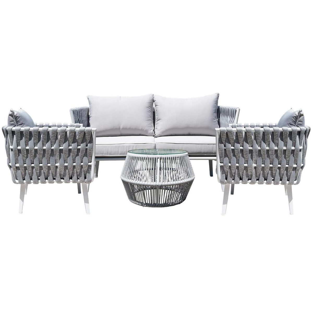 HOGA - Juego de Terraza Living Sorrento 4 Personas Gris Light