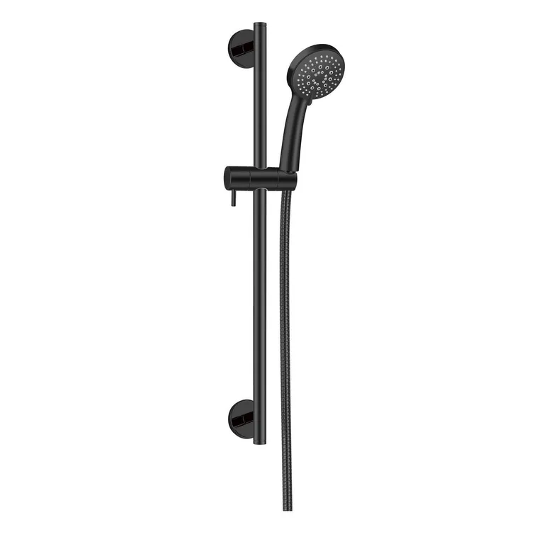Set barra ducha, flex, fono, soporte negro mate