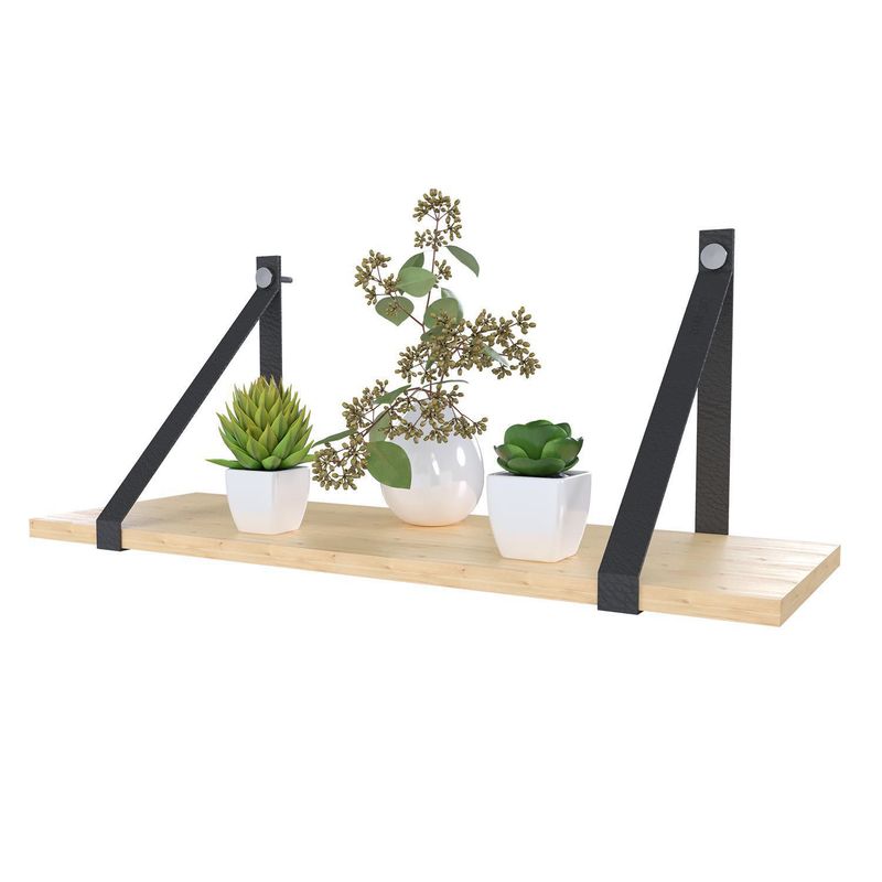 VEKKAHOME - Repisa Couro  1 Nivel(es) 40x24x20 cm Café/Negro