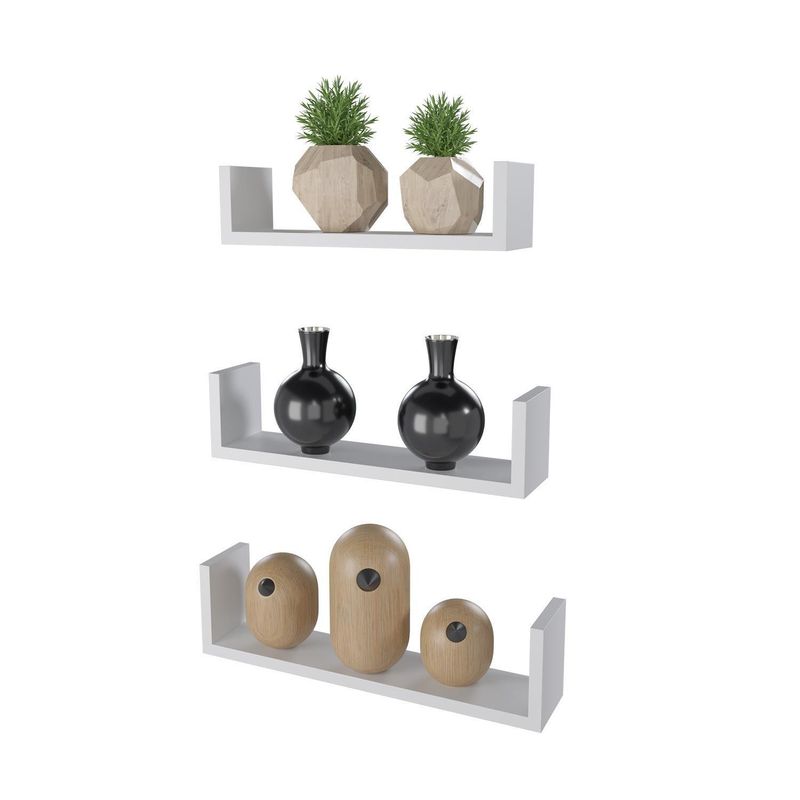 VEKKAHOME - Set de Repisas  3 Nivel(es) 45x12x9 cm Blanco