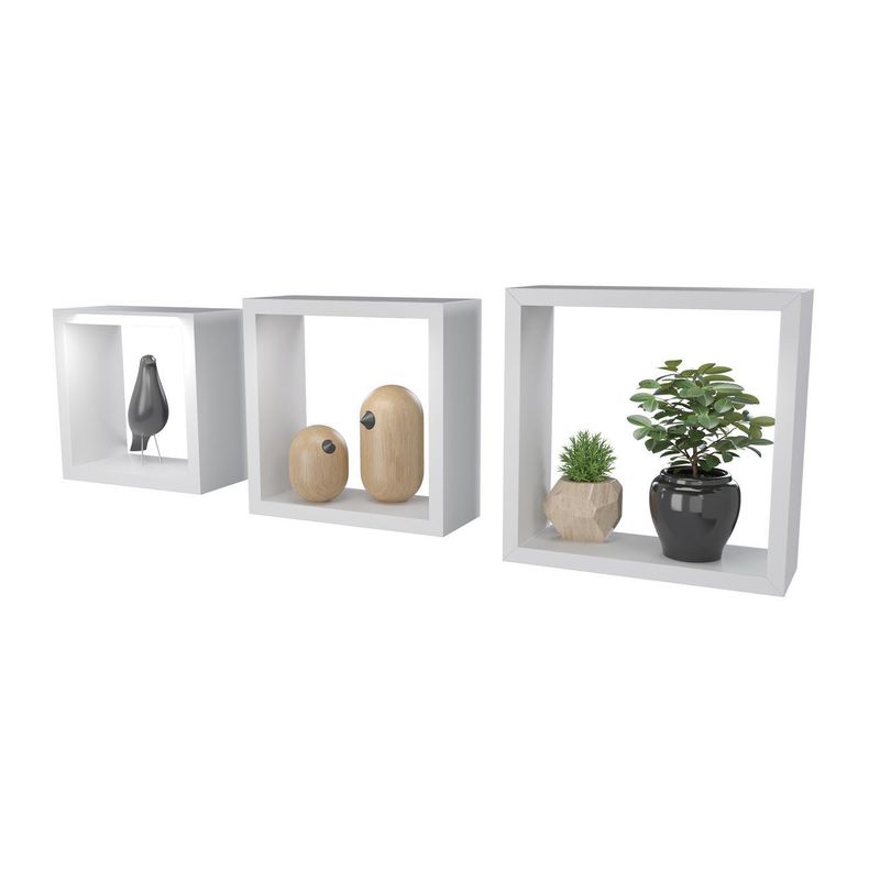 VEKKAHOME - Set de Repisas  3 Nivel(es) 25.1x25.1x8.7 cm Blanco