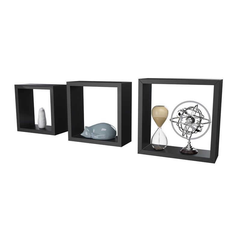 VEKKAHOME - Set de Repisas  3 Nivel(es) 25.1x25.1x8.7 cm Negro