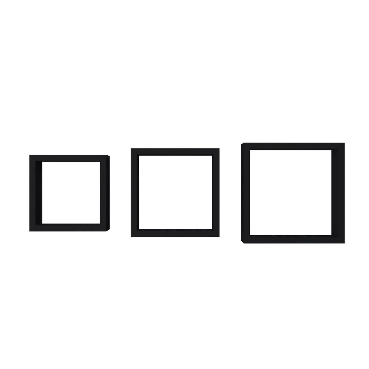 VEKKAHOME - Set de Repisas 3 Nivel(es) 25.1x25.1x8.7 cm Negro