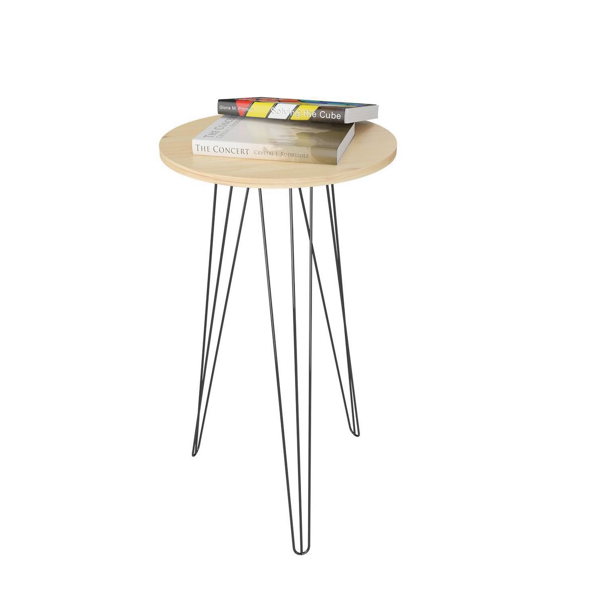 VEKKAHOME - Mesa Lateral Alta 535 Beige 53.5x53.5x75 cm