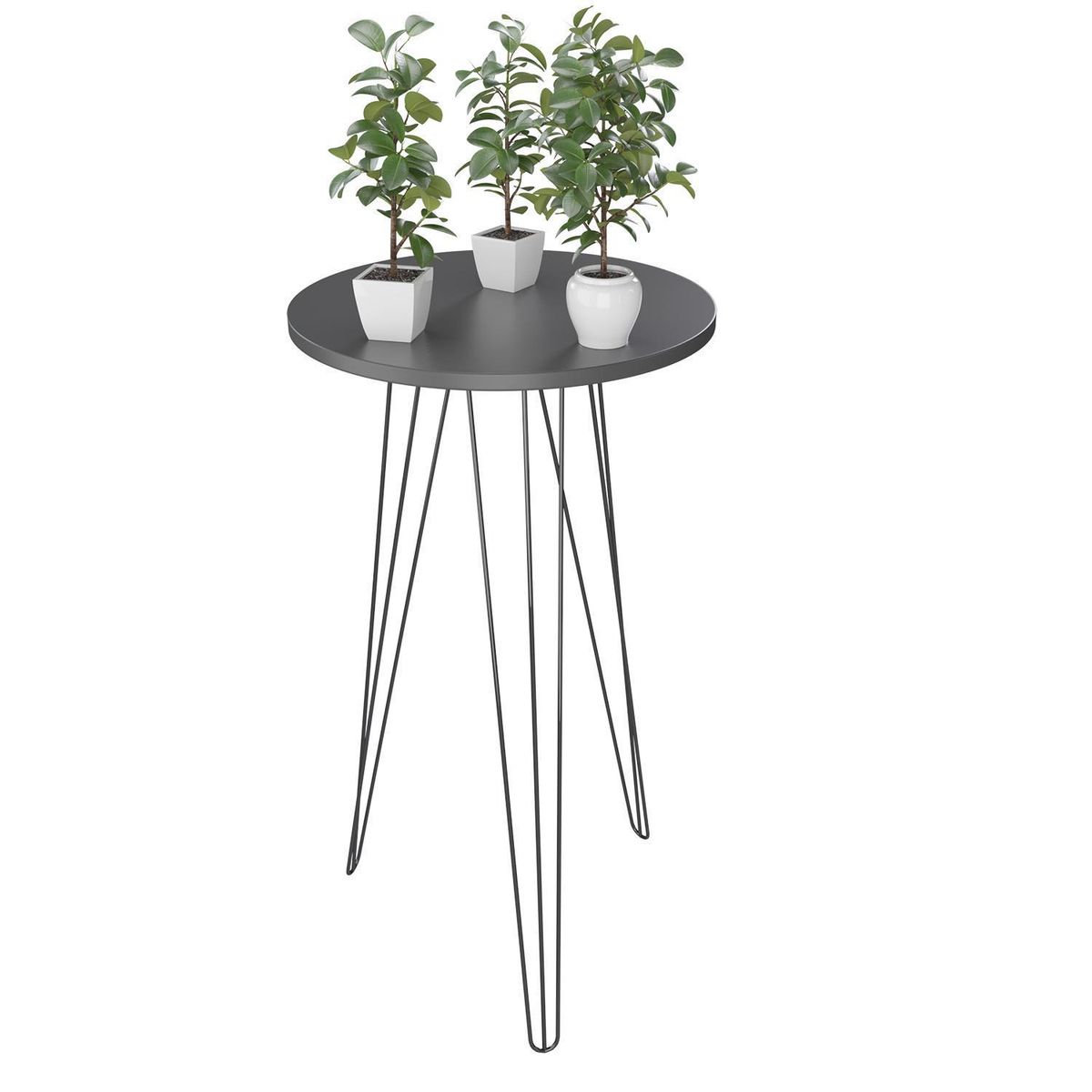 VEKKAHOME - Mesa Lateral Alta 400 Negro 40x40x75 cm