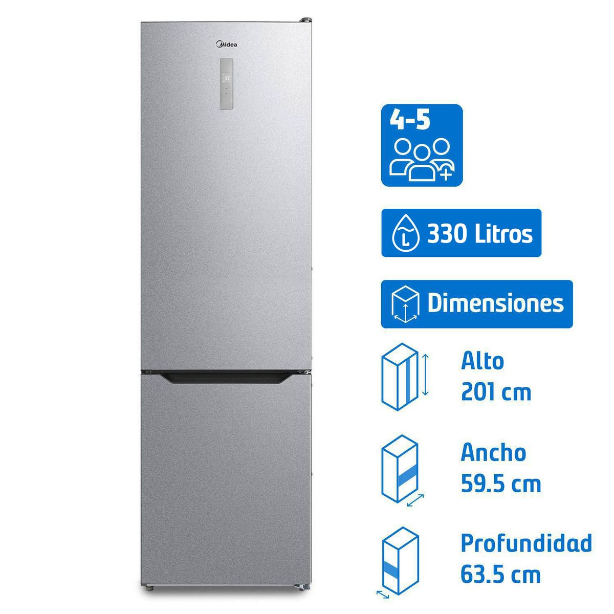 MIDEA - Refrigerador Bottom Freezer No Frost 321 Litros MDRB489MTE50
