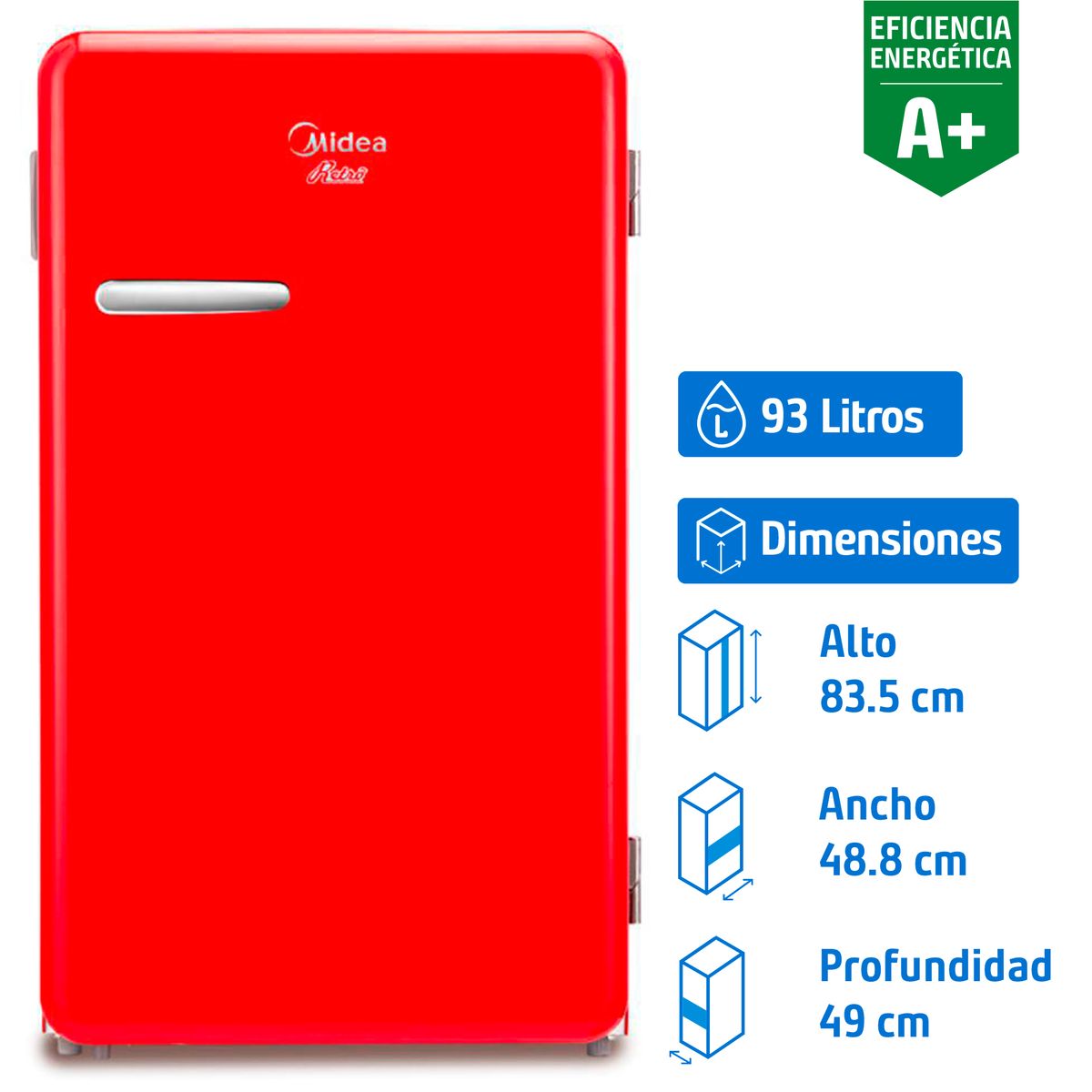 MIDEA - Minibar 93 Litros Rojo MDRD142FGE13