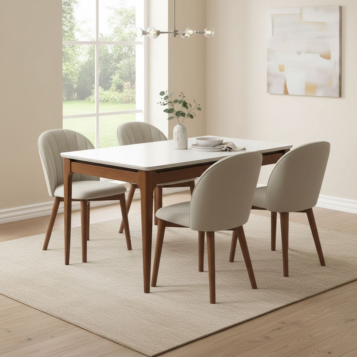 DECOCASA - Juego de Comedor Addar 4 Sillas Mesa Rectangular 90x77,2x160 cm Café