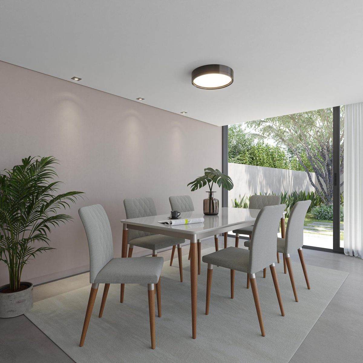 DECOCASA - Juego de Comedor Abbey 6 Sillas Mesa Rectangular 90x76,2x184 cm Café