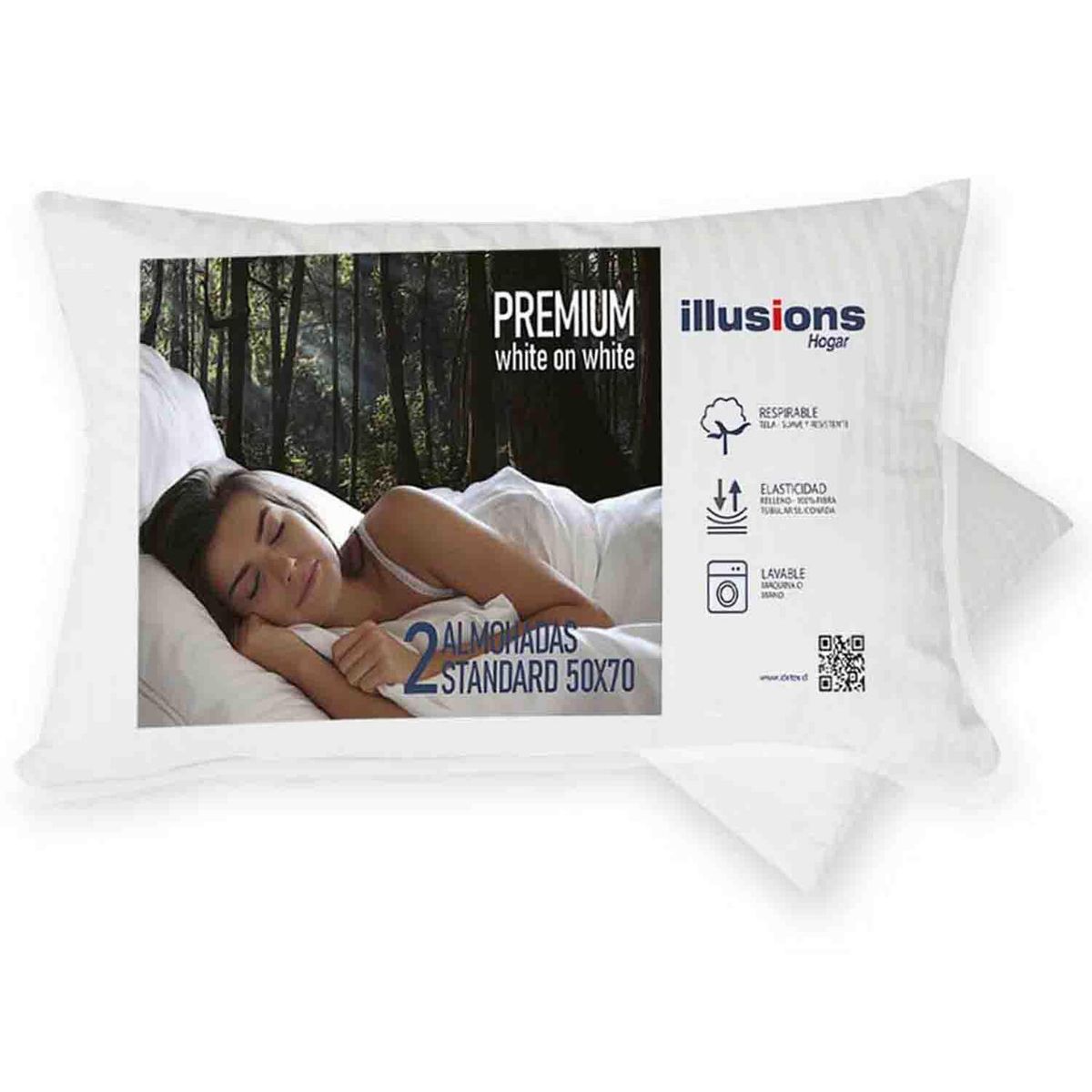 ILLUSIONS - Pack de 2 Almohadas MF Premium de Espuma para Dormir 50x60 cm