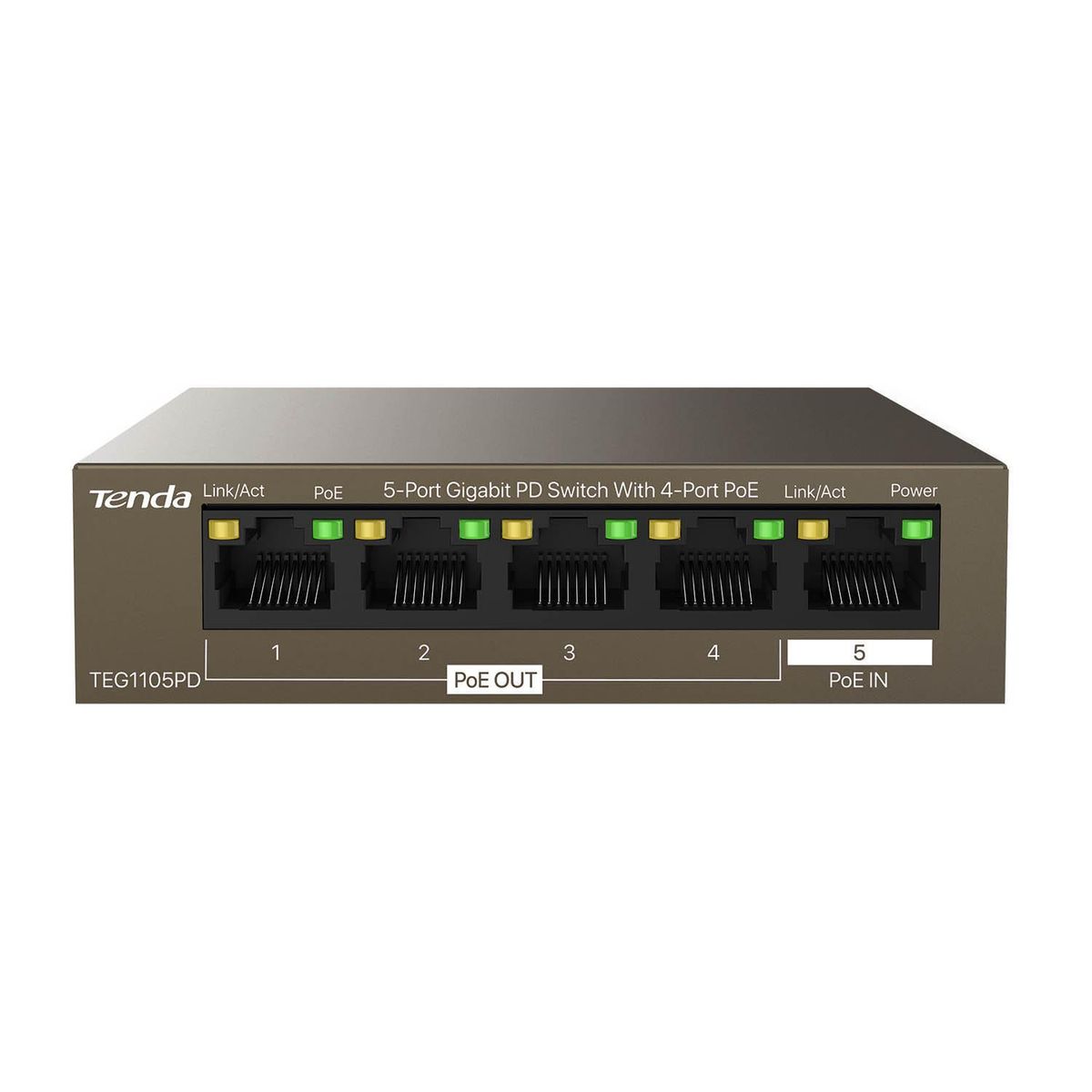 TENDA - Switch 5 puertos Giga 4P Ethernet TEG1105PD