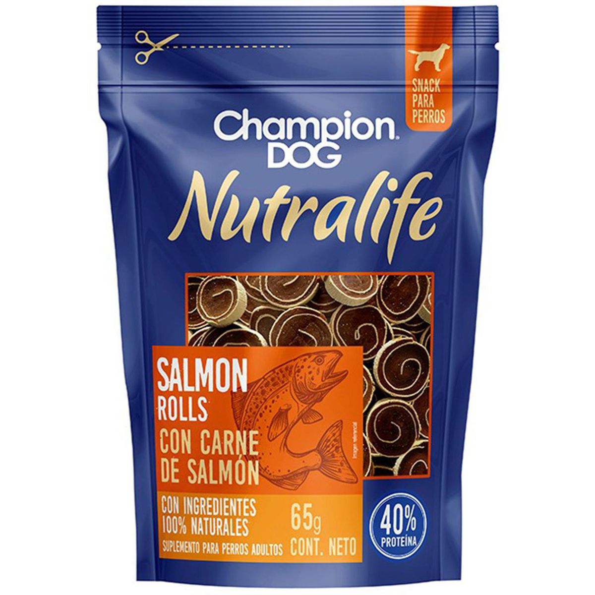 CHAMPION DOG - Snack nutralife rolls de salmón 65 g