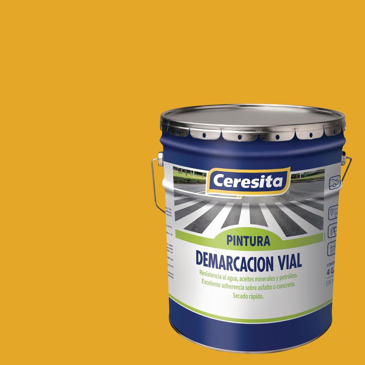 CERESITA - Pintura de Alto Tráfico Contrastante Lata 1 galón(es) Mate Amarillo RAL 1003