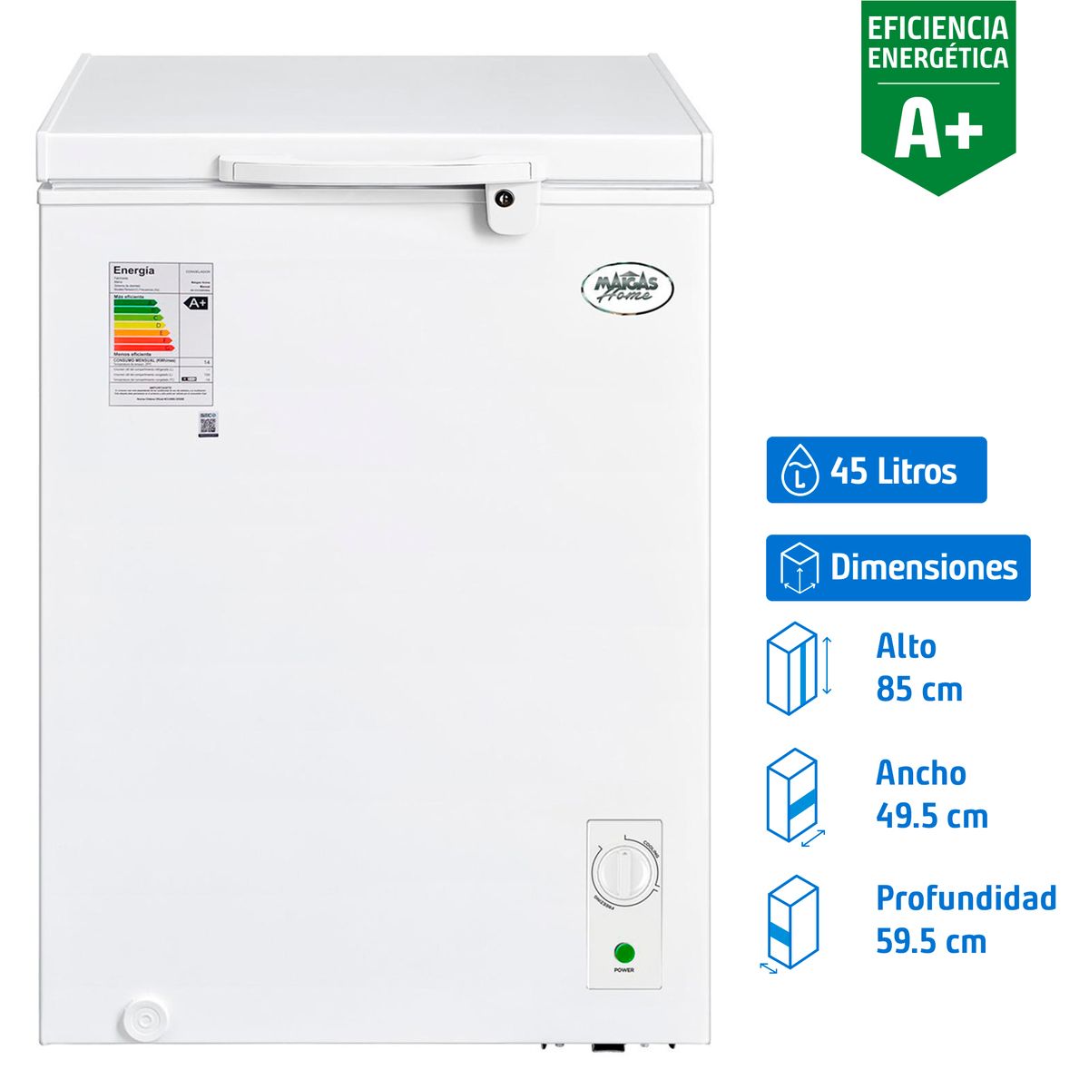 MAIGAS - Congelador Dual Horizontal 100 Litros Blanco HS-131C