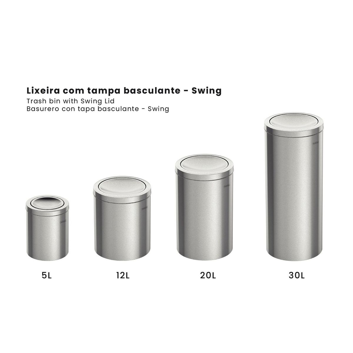 TRAMONTINA - Basurero 12 Litros Acero Inoxidable Gris