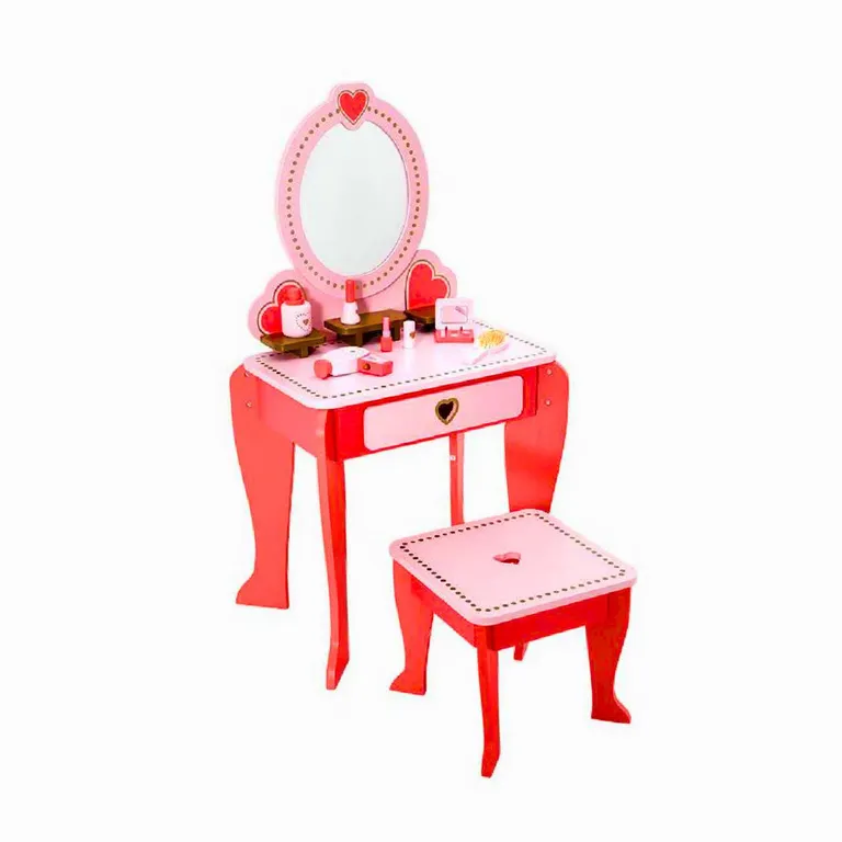 Tocador rosado Love con accesorios