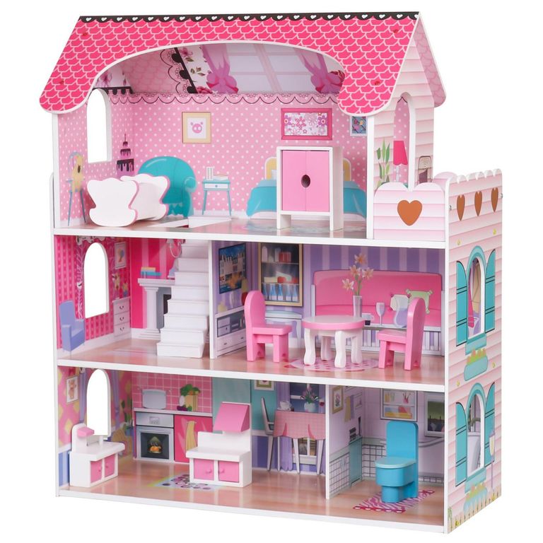 Casa de muñecas Lily de 3 pisos con accesorios