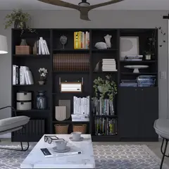 TUHOME - Combo 3 estantes + estante 2 puertas wengue