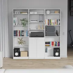 TUHOME - Combo 2 estantes 4 repisas + estante 2 puertas + 3 complemento blanco