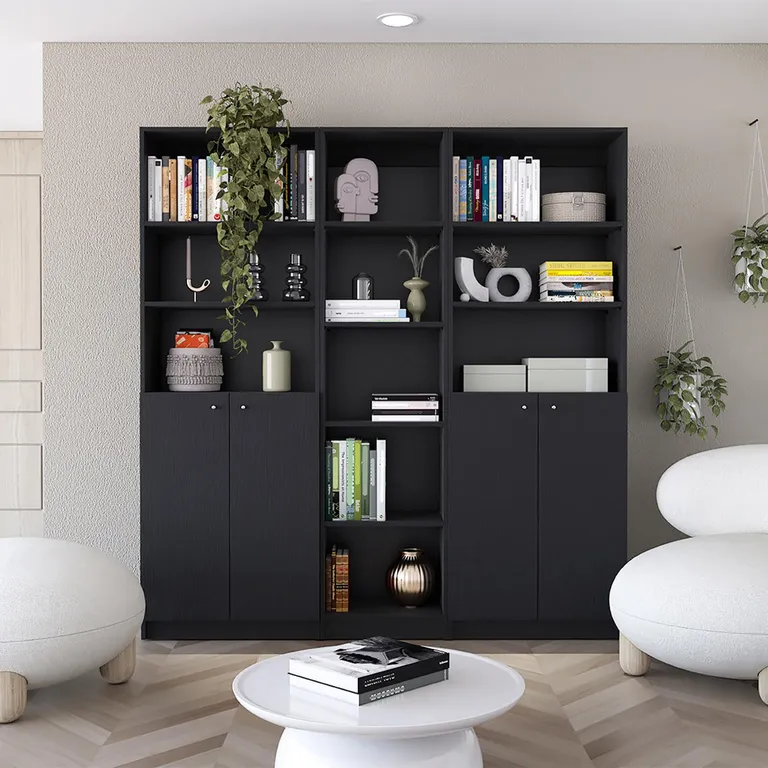 TUHOME Combo 2 estantes 2 puertas + estante 45cm wengue