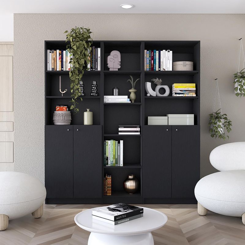 TUHOME - Combo 2 estantes 2 puertas + estante 45cm wengue