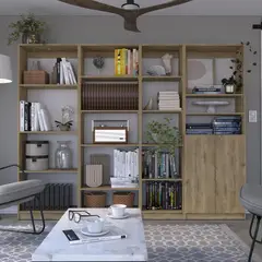 TUHOME - Combo 3 estantes + estante 2 puertas macadamia