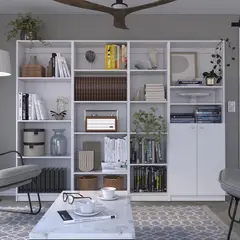 TUHOME - Combo 3 estantes + estante 2 puertas blanco