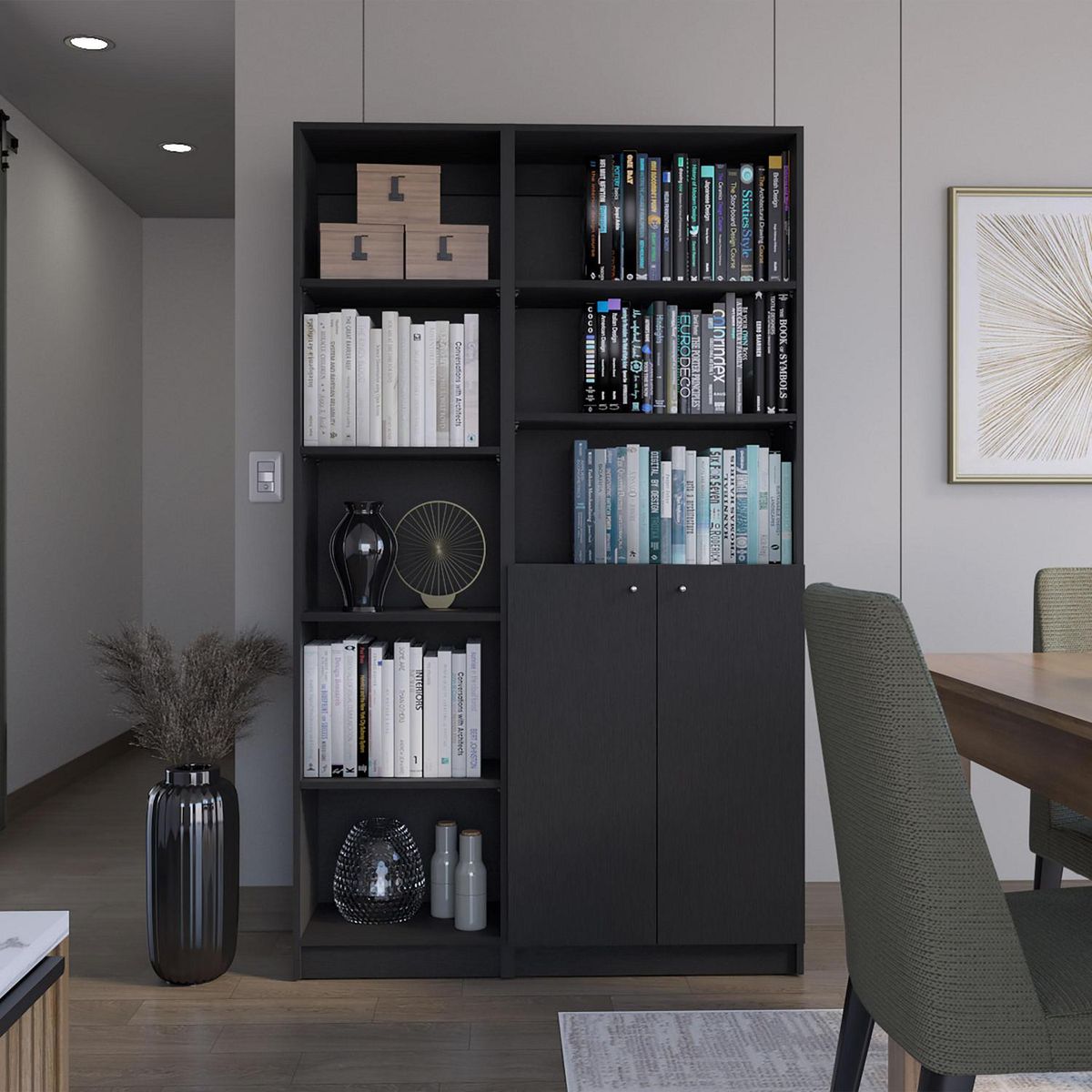 TUHOME - Combo estante 45cm + estante 2 puertas wengue