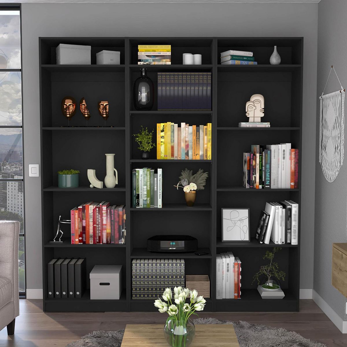 TUHOME - Combo 2 estantes 4 repisas + estante 5 repisas + 3 complemento wengue