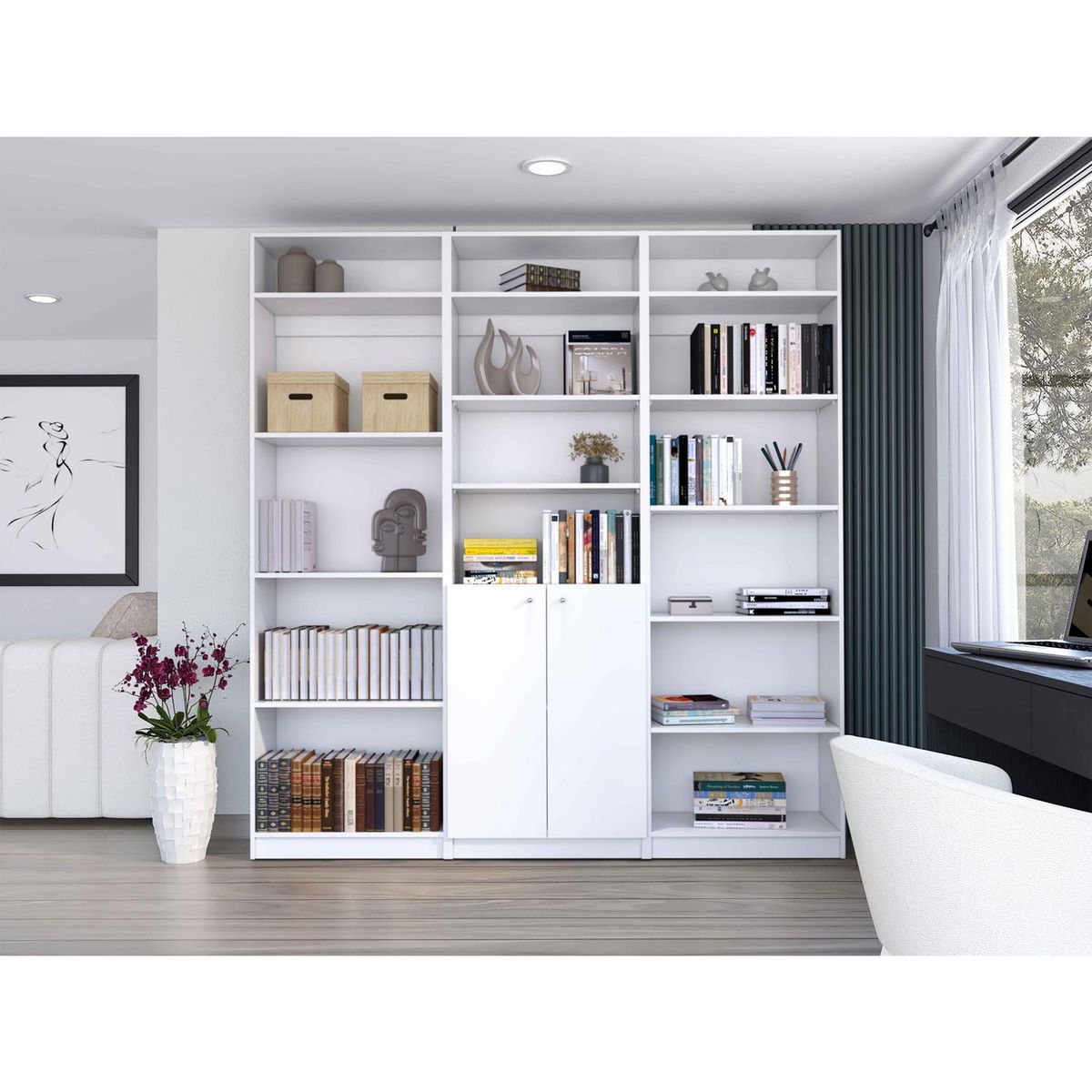 TUHOME - Combo 3 estante + 3 complemento blanco