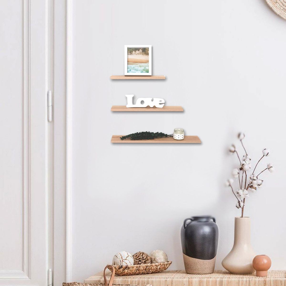 TUHOME - Repisa Balluci Aglomerado 3 Nivel(es) 3x50x15 cm Rovere