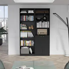 TUHOME - Combo estante 2 puertas+ estante 5 repisas + 2 complemento wengue