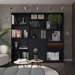 TUHOME - Combo estante 4 repisas + estante 2 puertas + estante 5 repisas wengue