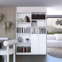 TUHOME - Combo home estante + estante 2 puertas blanco