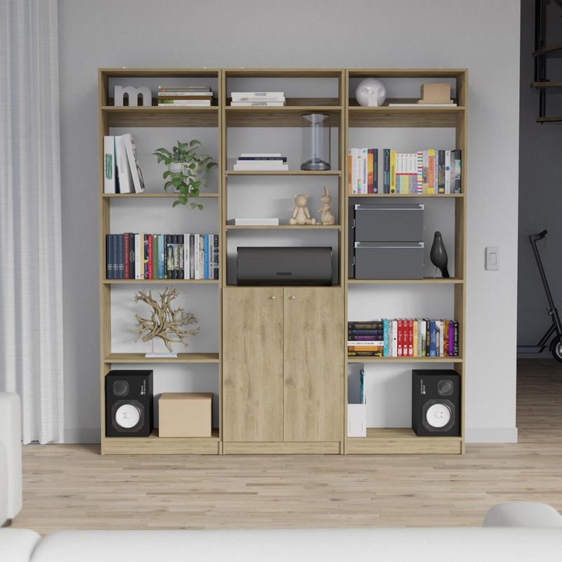 TUHOME - Combo 2 estantes 4 repisas + estante 2 puertas + 3 complemento macadamia